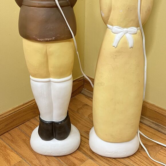 VTG Don Featherstone Blow Mold Pilgrim Couple Thanksgiving Light Up Man & Woman - Picture 13 of 16